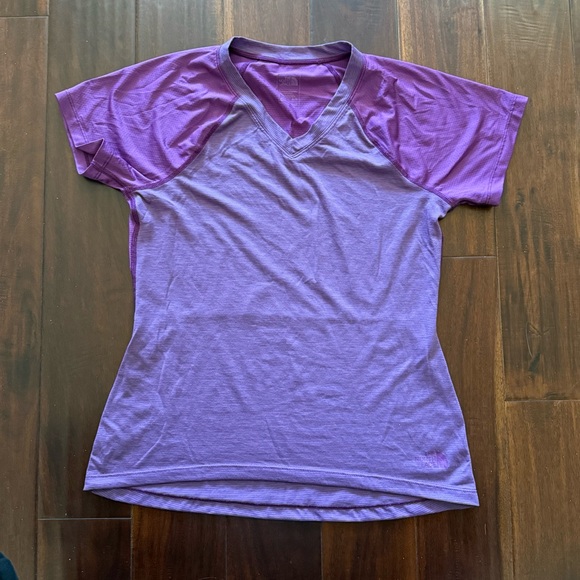 The North Face Tops - North Face Purple FlashDry V-Neck Shirt Size S